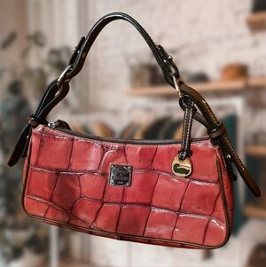 Dooney & Bourke Pink Croc-Embossed Shoulder Bag